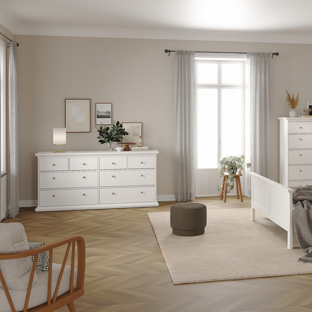 Florence Paris 8 Drawer White Chest of Drawers Image 6