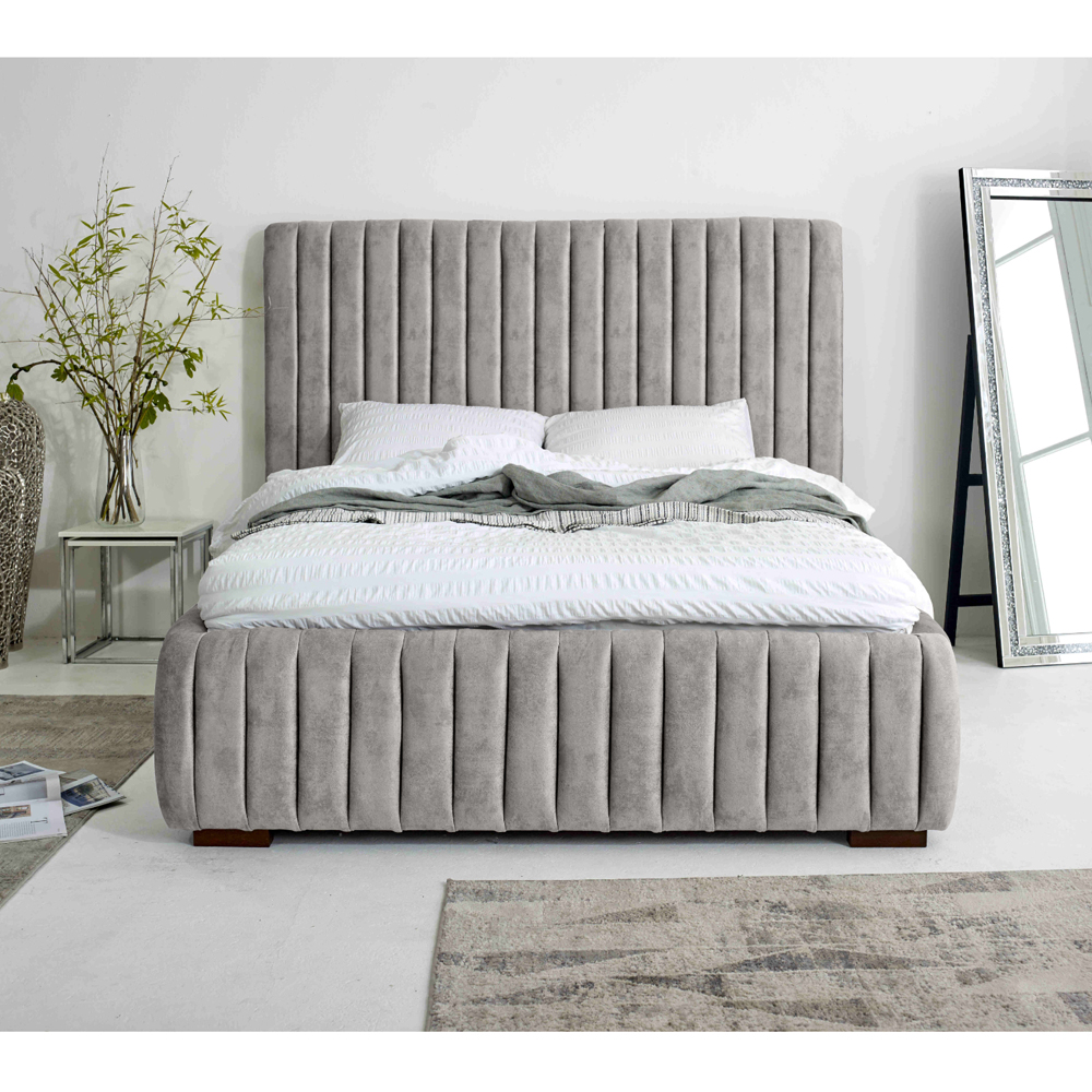 Eleganza The Elite Super King Size Silver Oakland Fabric Bed Frame with Headboard and Footboard Image 6