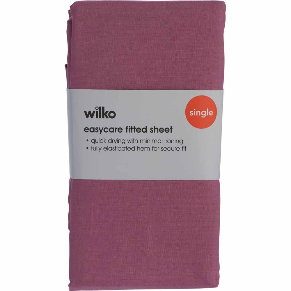 Wilko Single Mauve Fitted Bed Sheet Image 2