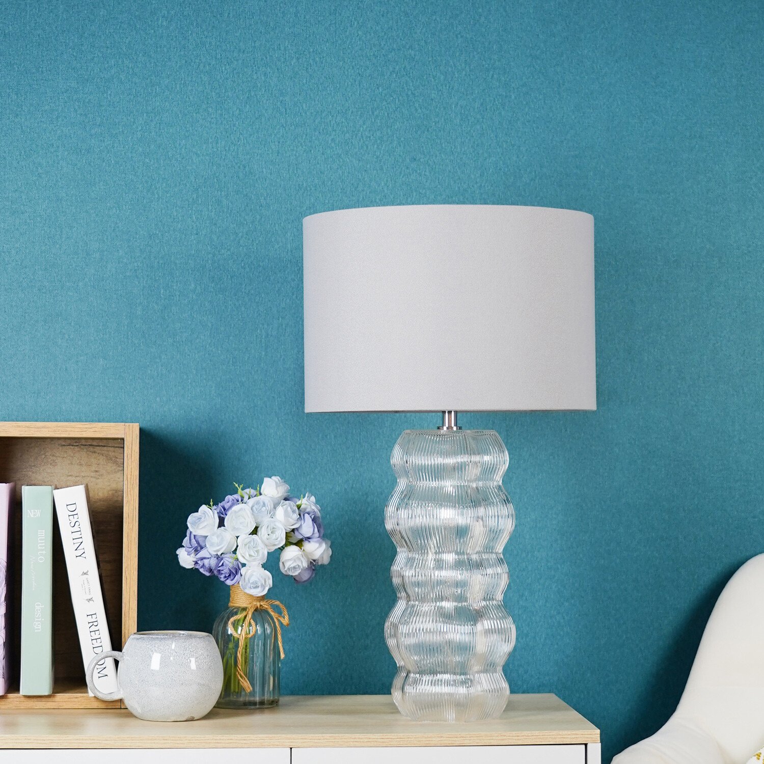 Celina Glass Table Lamp Grey Image 3