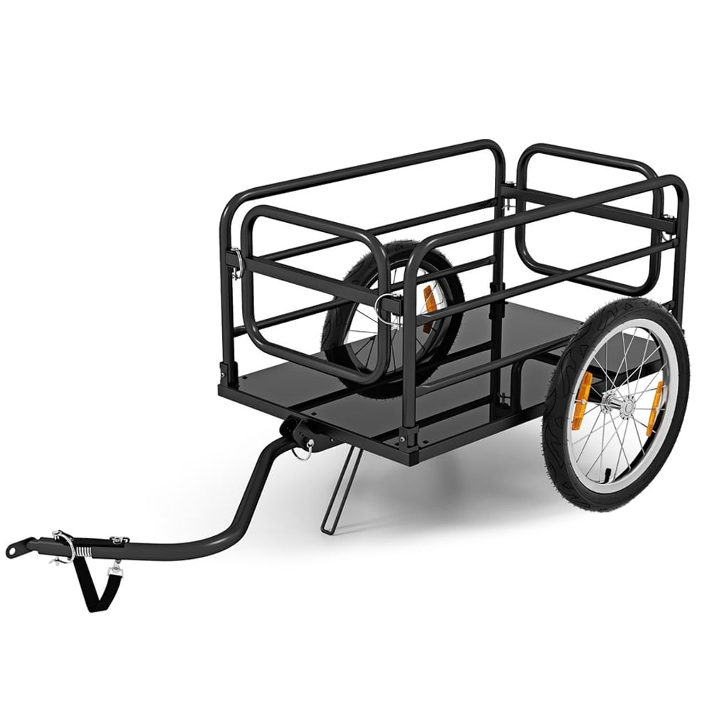 Costway Black and Blue Bike Cargo Trailer with Foldable Frame and Versatile Coupler Image 4
