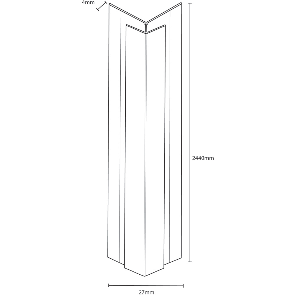 Wetwall White Tile External Corner 2440mm Image 4