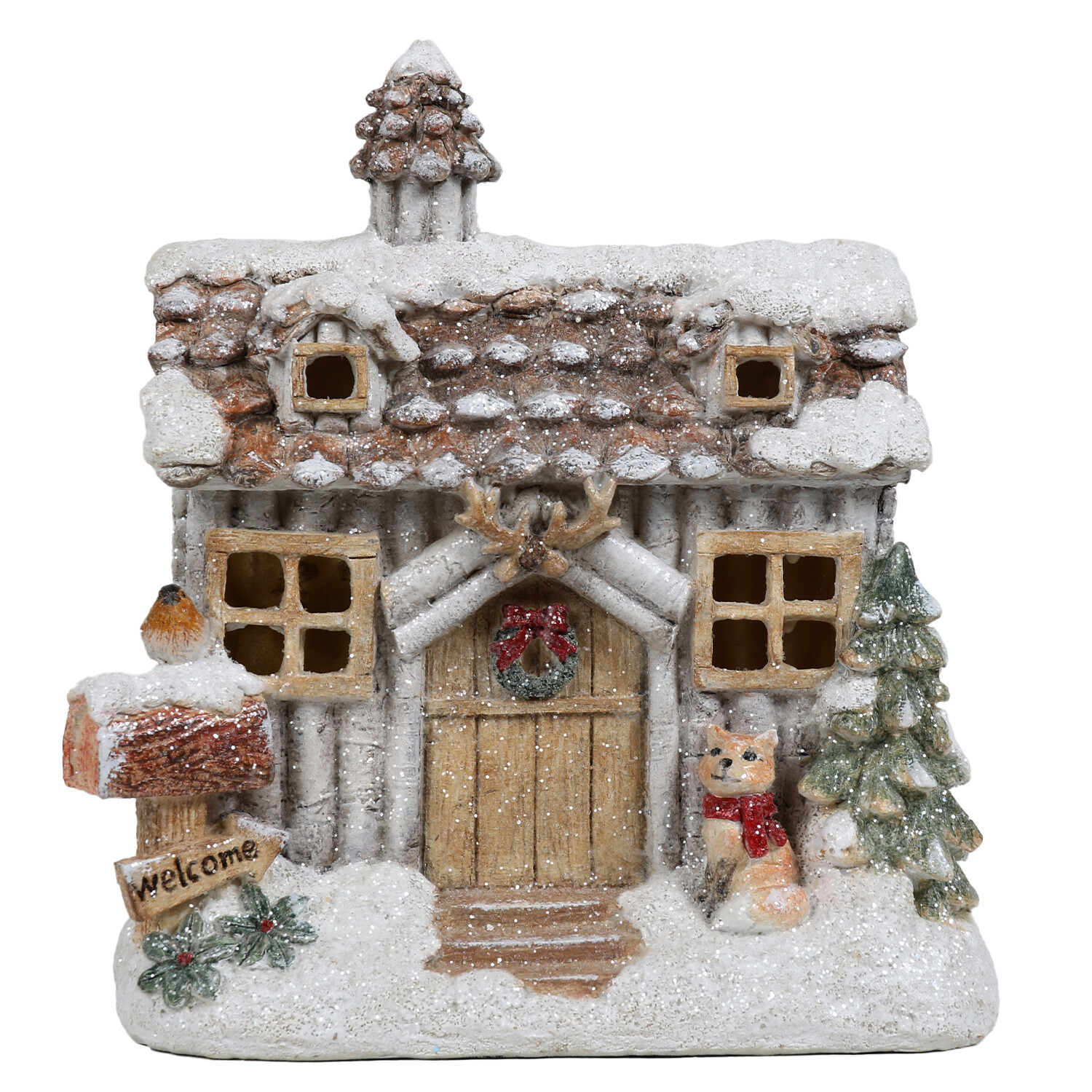 LED Christmas Winter House - Brown Image 1