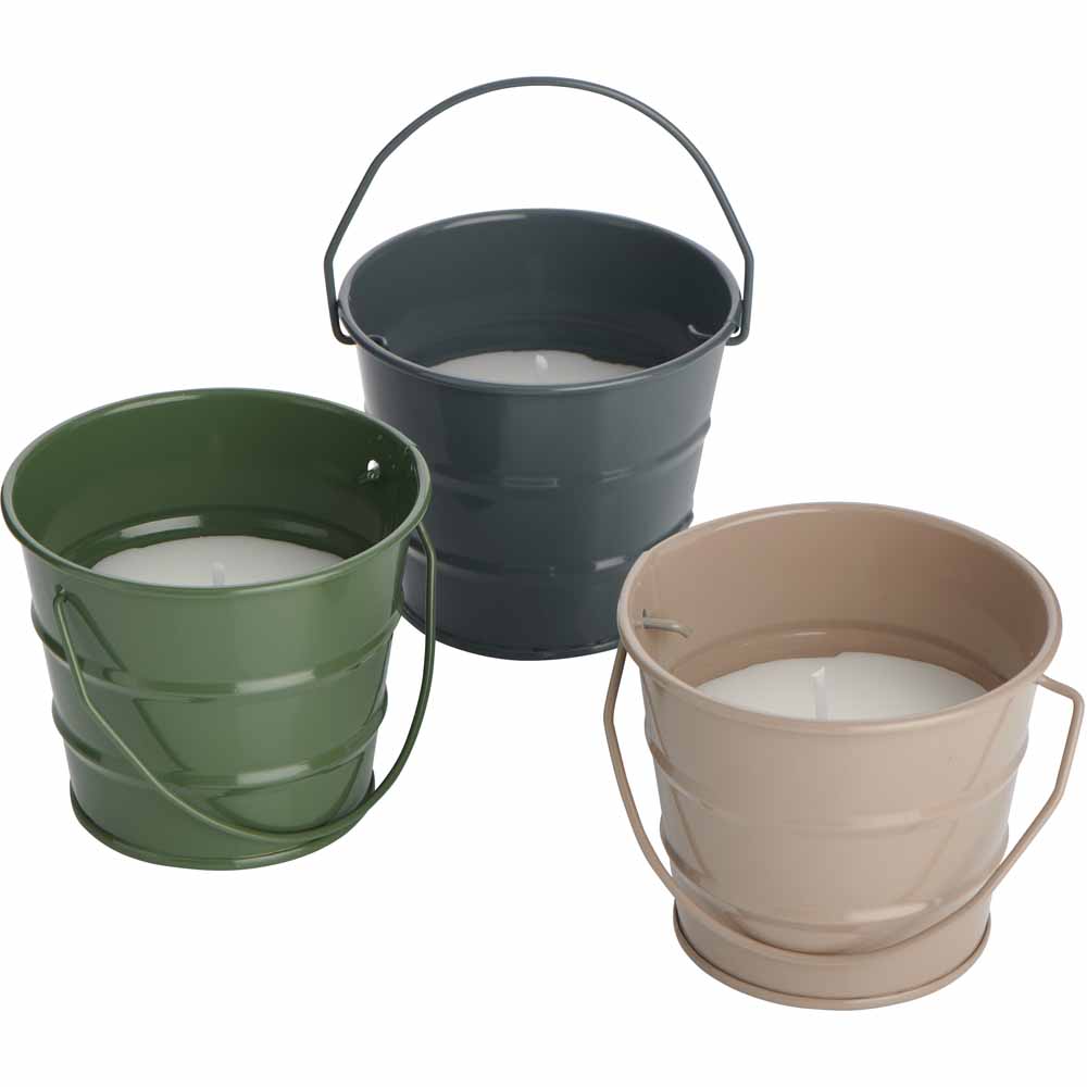 Wilko Bucket Citronella Candle 3pk Wilko