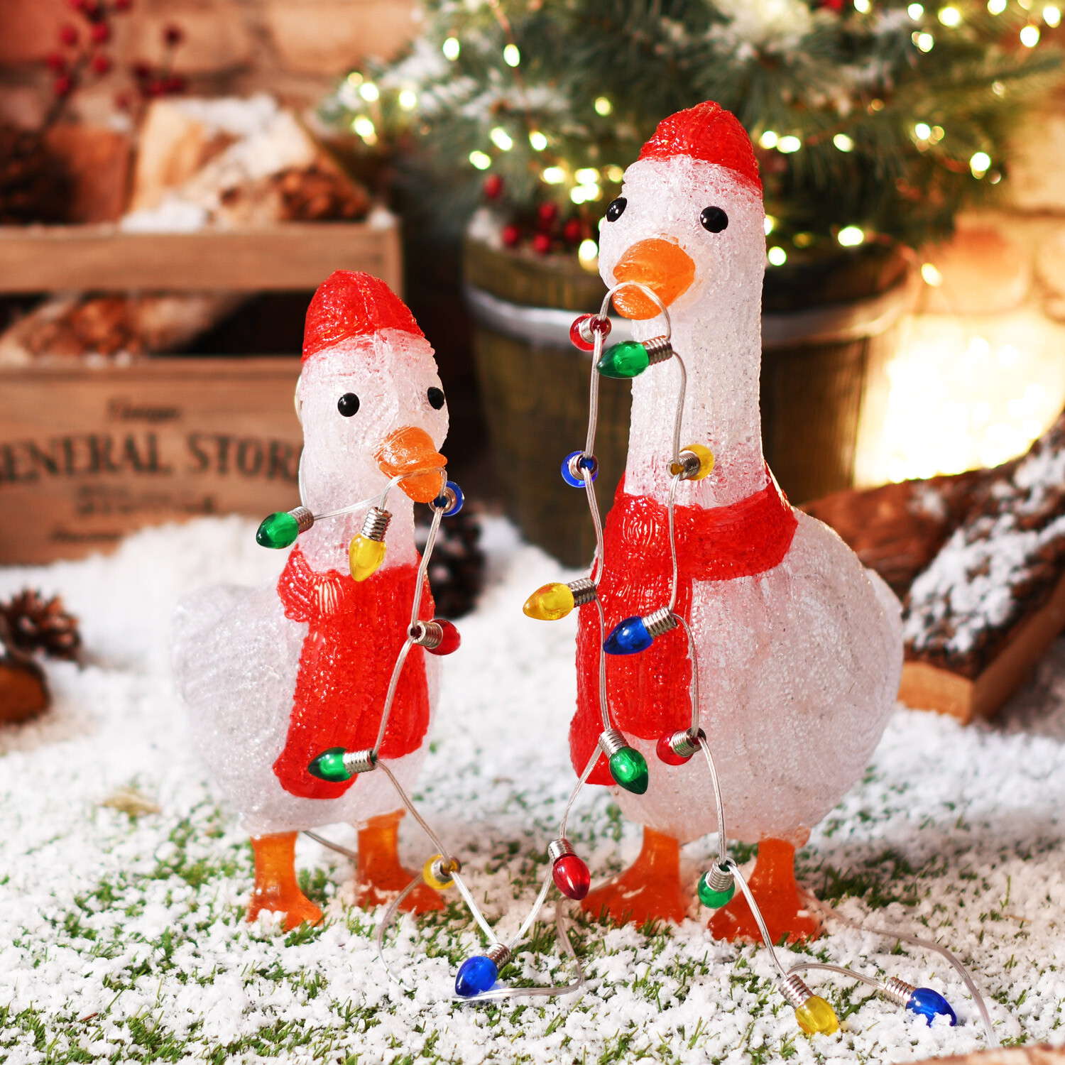 Set of 2 Acrylic Christmas GeeseCool White Image 7
