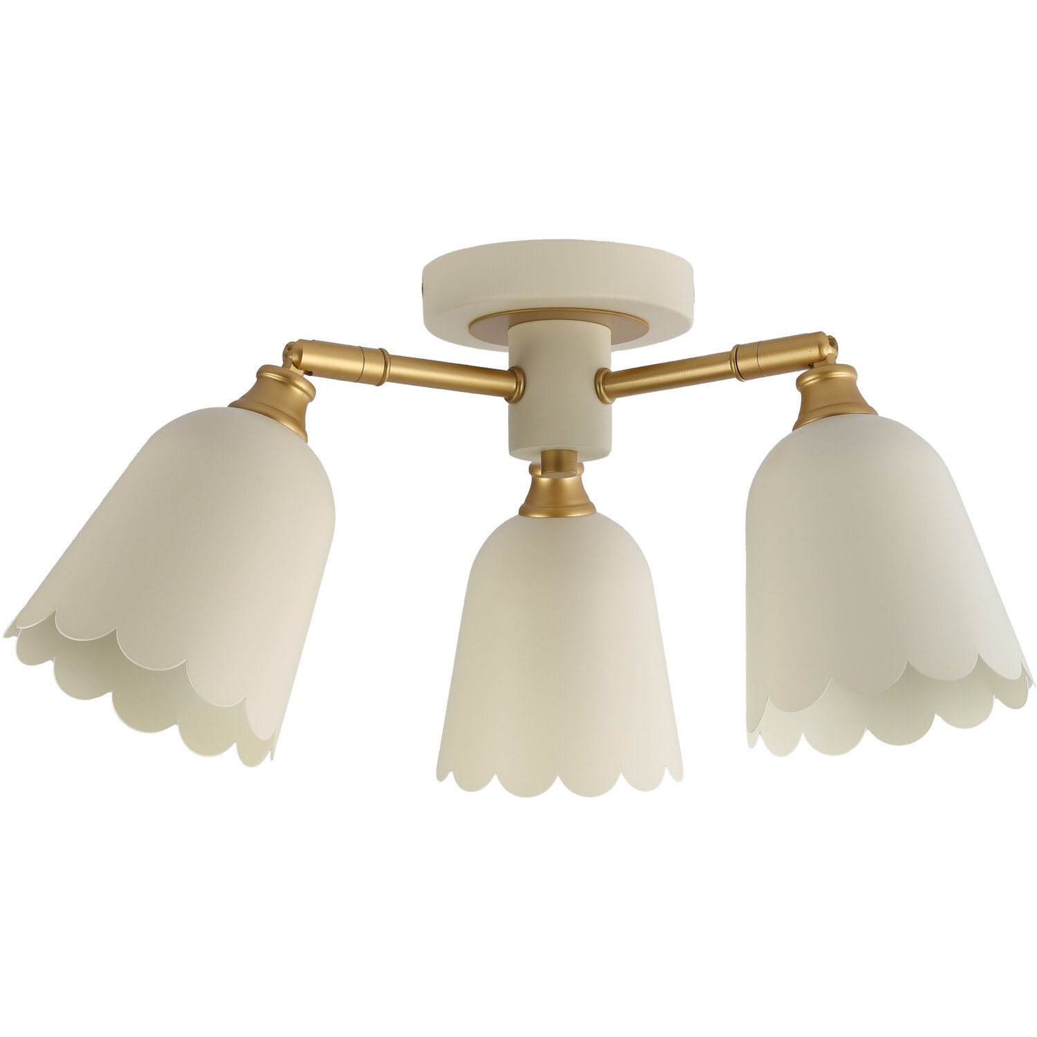 Scalloped 3 Arm Ceiling Fitting Cream Image 3