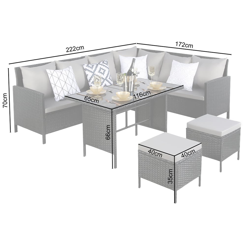 Home Garden Direct Thalia 8 Seater Black Rattan Corner Sofa Set Image 9