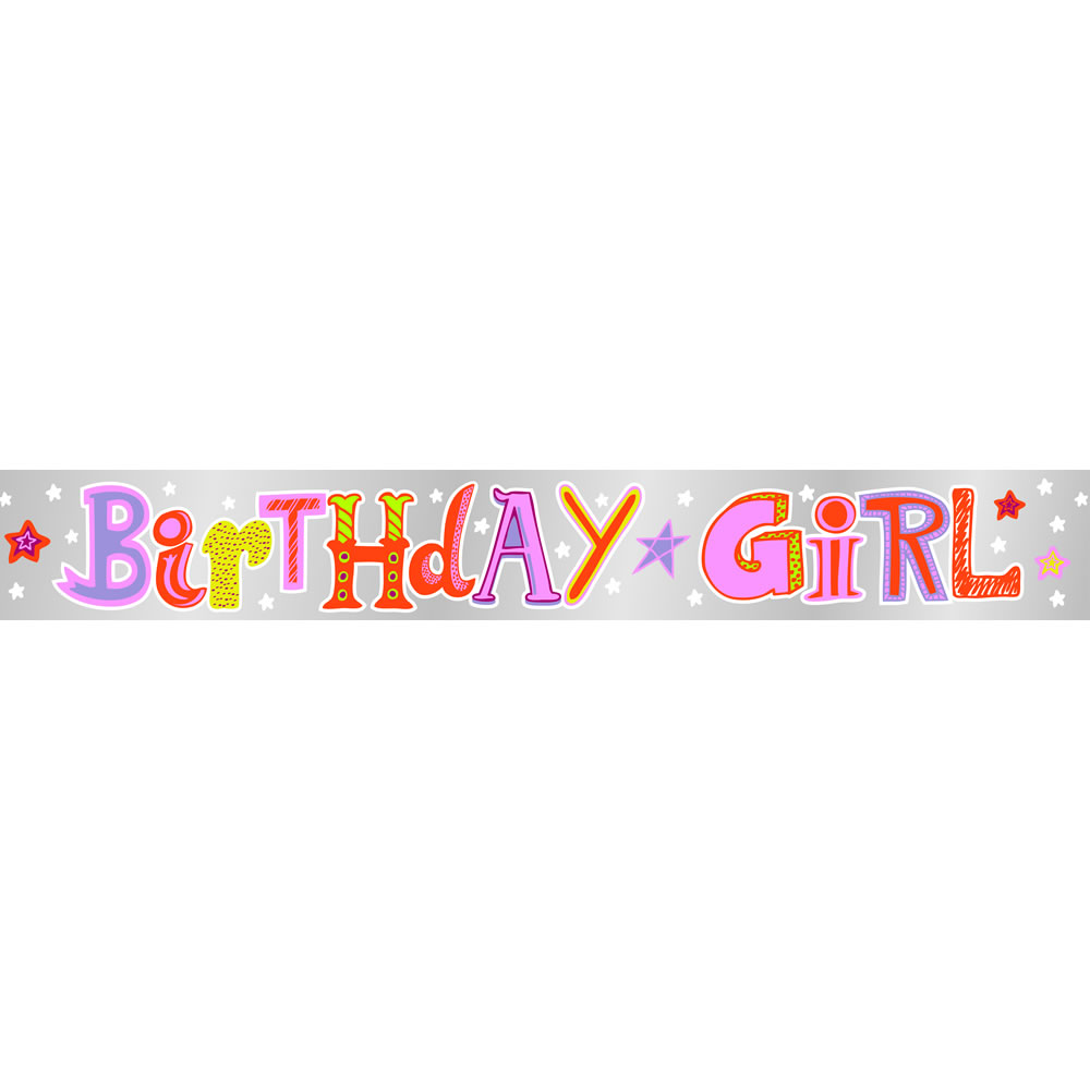 Wilko 3.6m Birthday Girl Foil Banner Image