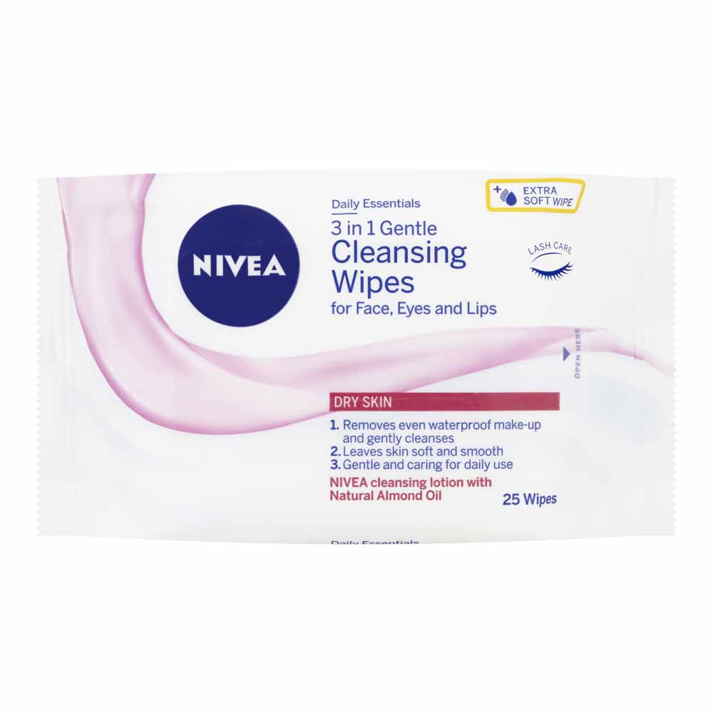 Nivea Daily Essentials Dry Skin Gentle Facial Cleansing Wipes 25 pack Image 1