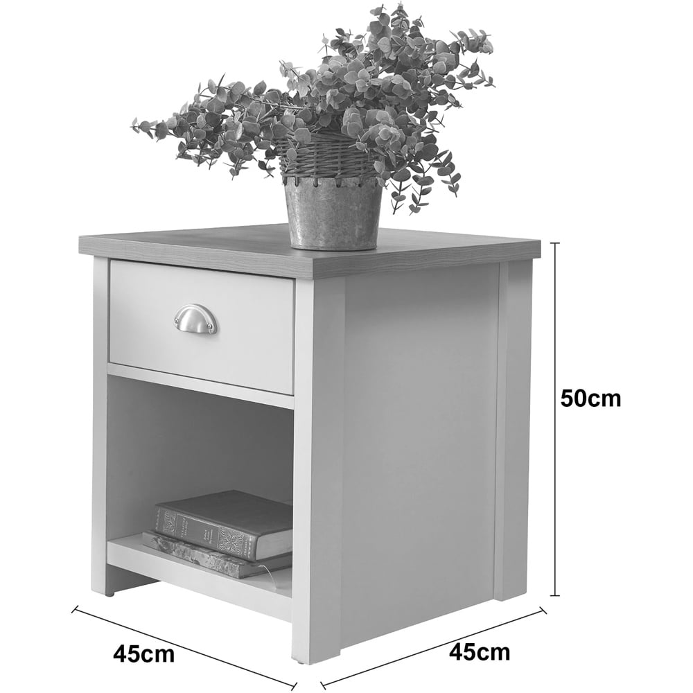 GFW Lancaster Single Drawer Single Shelf Grey Lamp Table Image 4