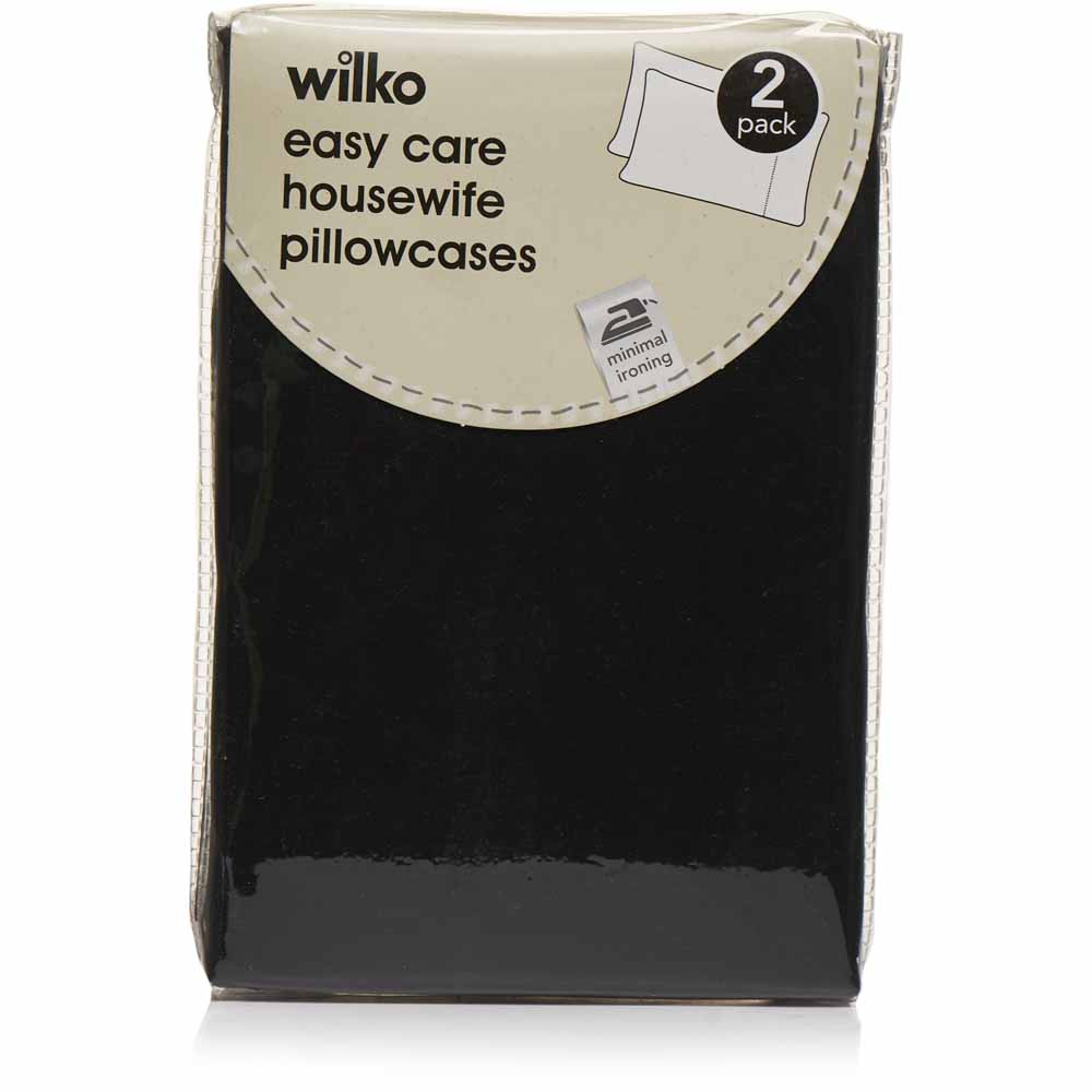 Wilko Easy Care Black Housewife Pillowcases 2 Pack Image 3