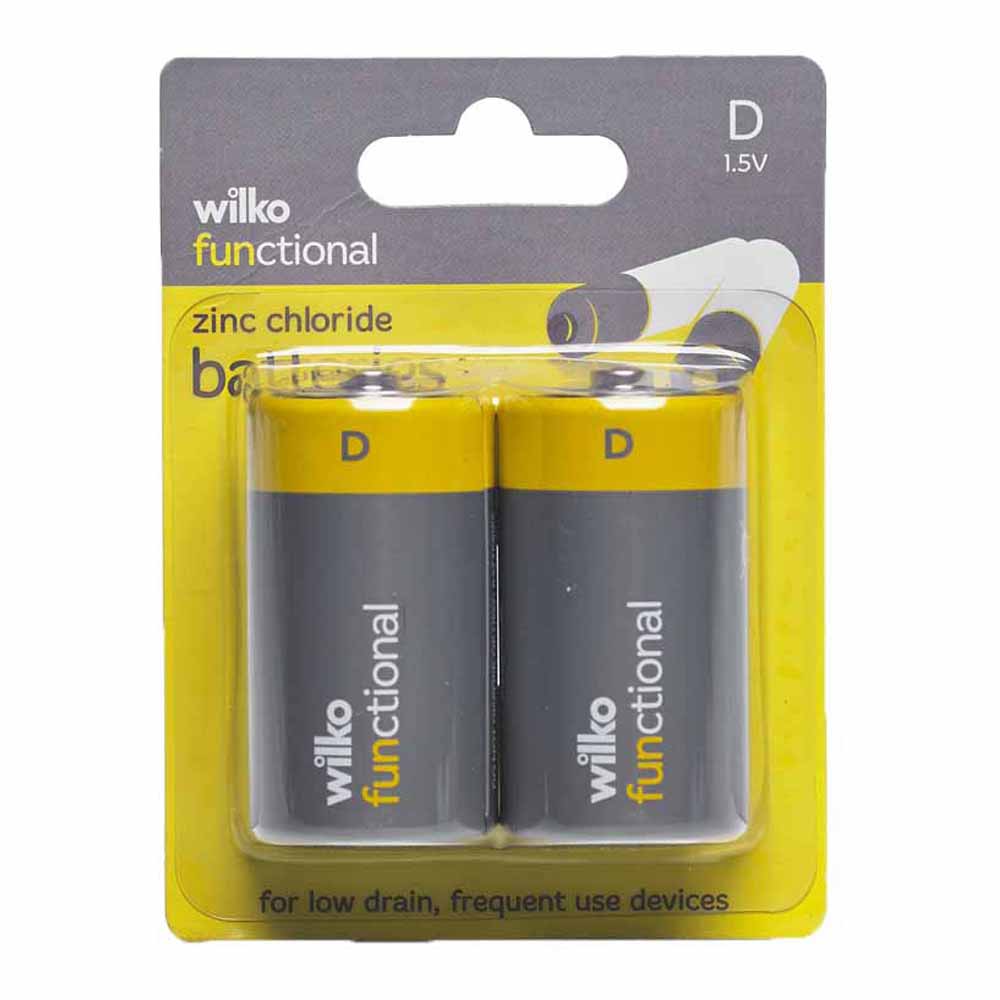 Wilko Functional Zinc Chloride D 1.5V Batteries 2 pack Image