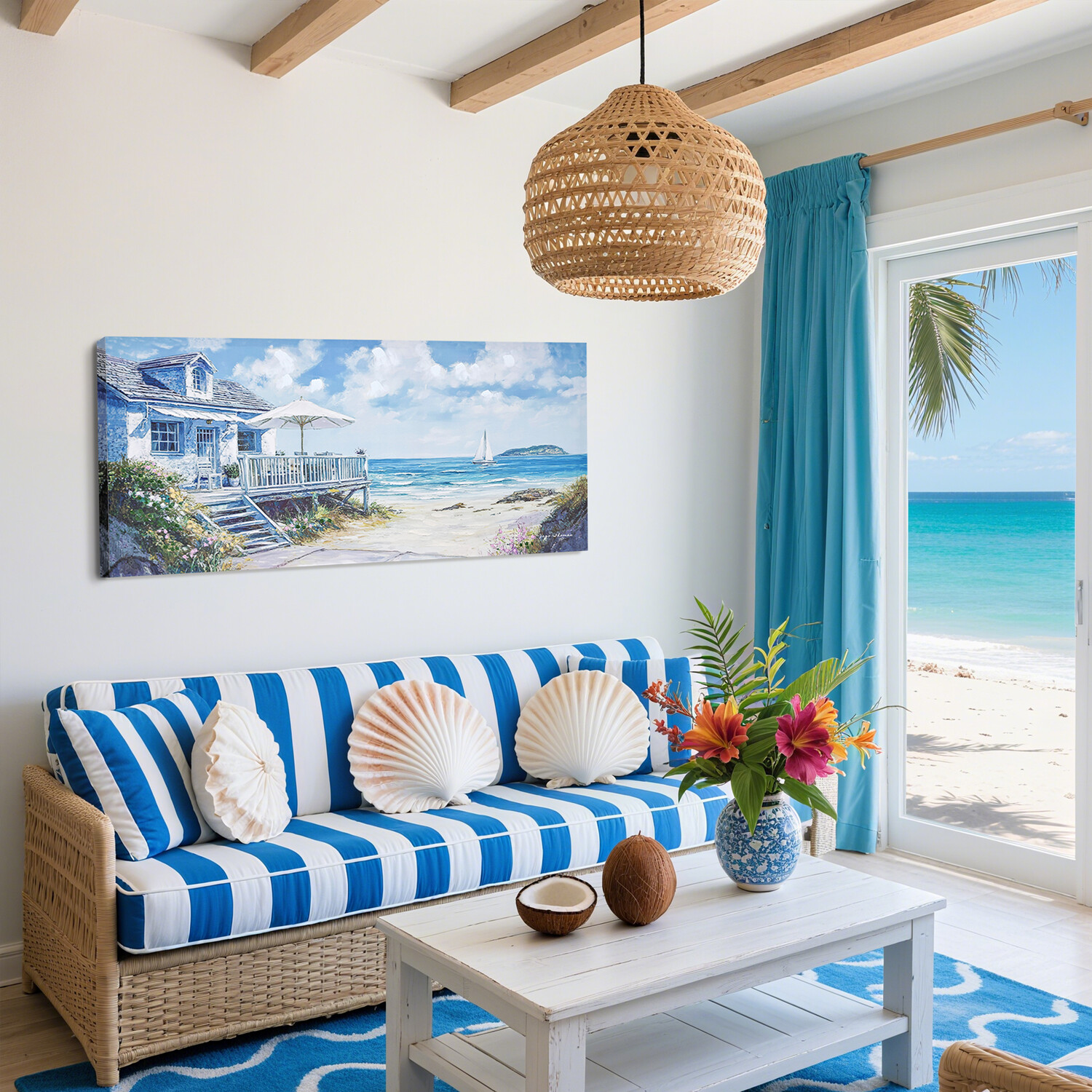 Jago Thomas Beach Escape Canvas Blue Image 2