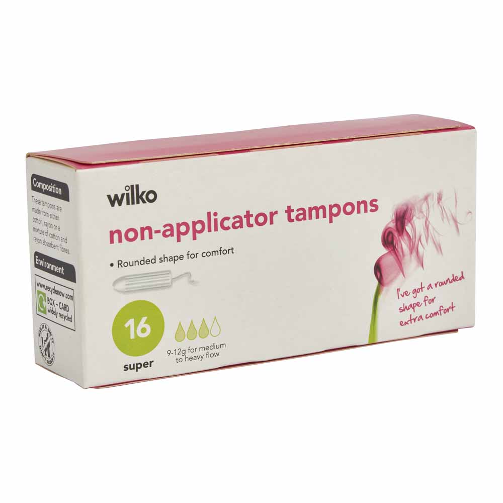 Wilko Super Non-Applicator Tampons 16 Pack Image 1