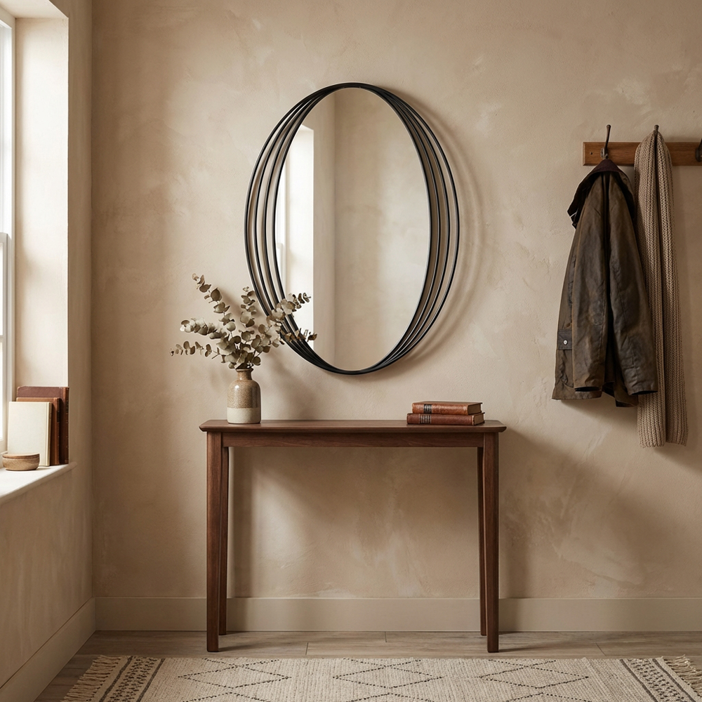 Black Swirl Oval Mirror Image 6