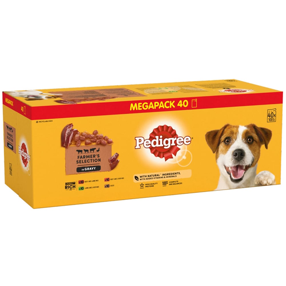 Pedigree Farmer's Selection in Gravy Adult Dog Mixed Wet Food Pouch 100g 40 Pack Image