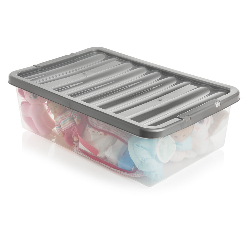 Wilko 32L Storage Box with Silver Lid Wilko