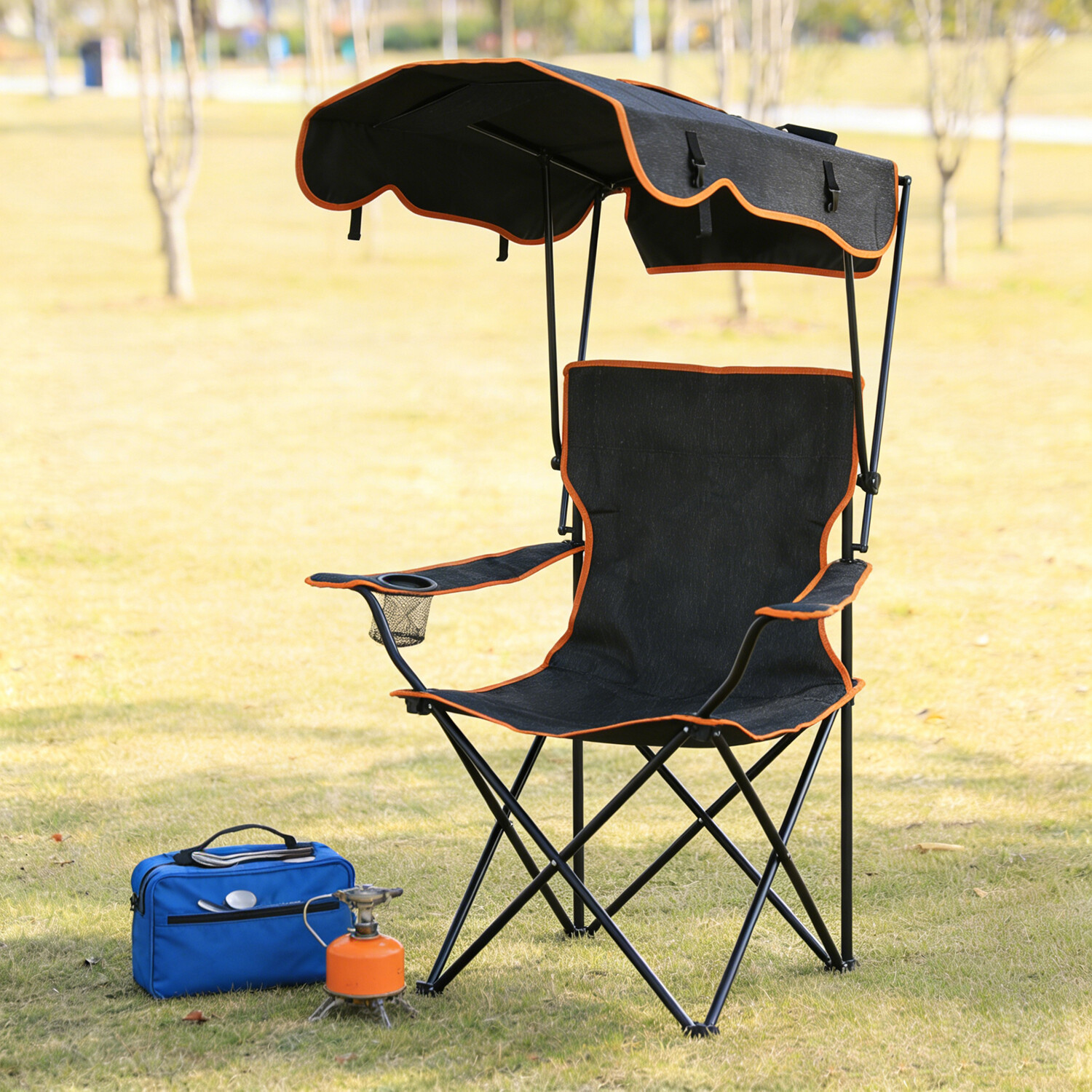 Sports Chair with Canopy Black Image 2