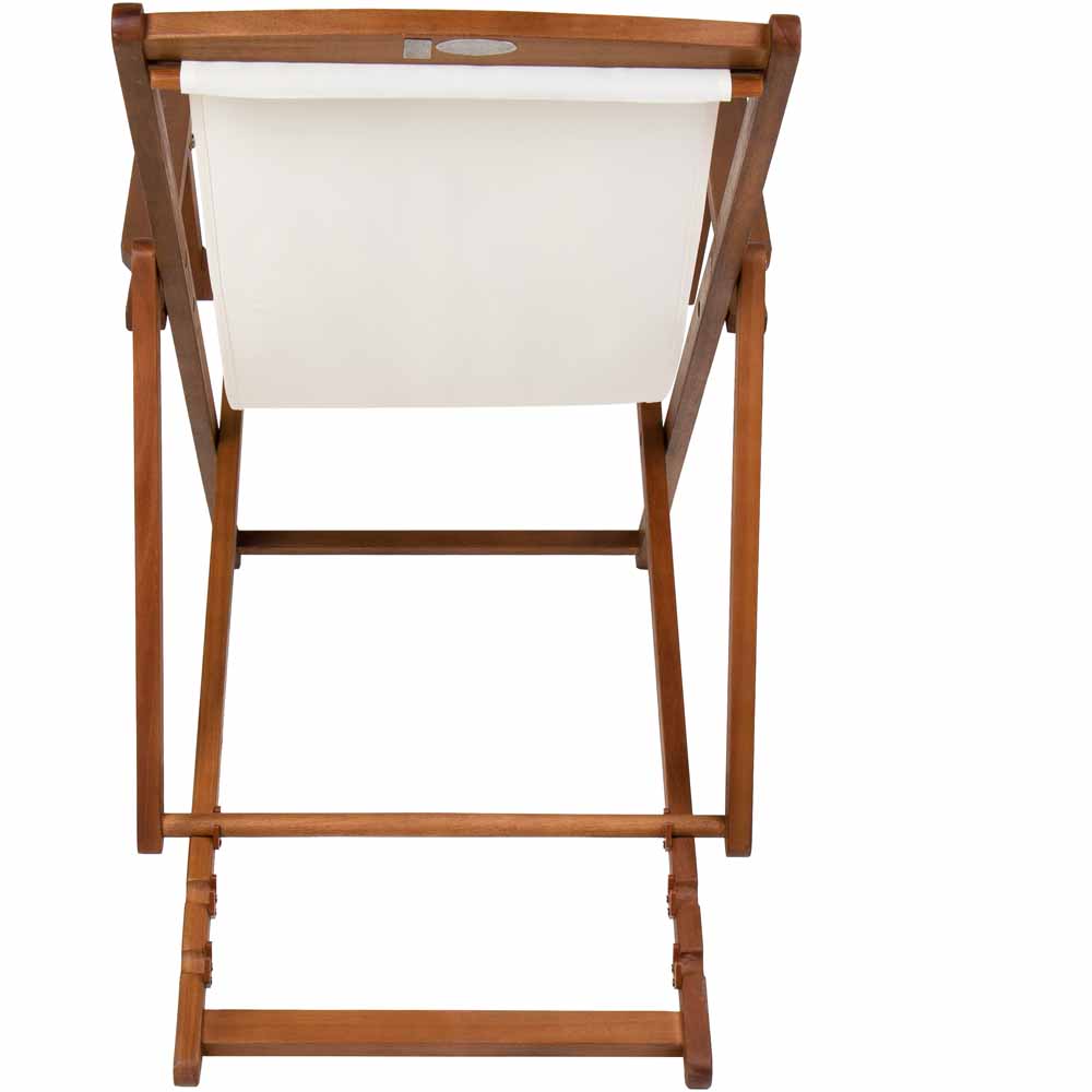Charles Bentley Cream FSC Eucalyptus Wooden Deck Chair Image 5