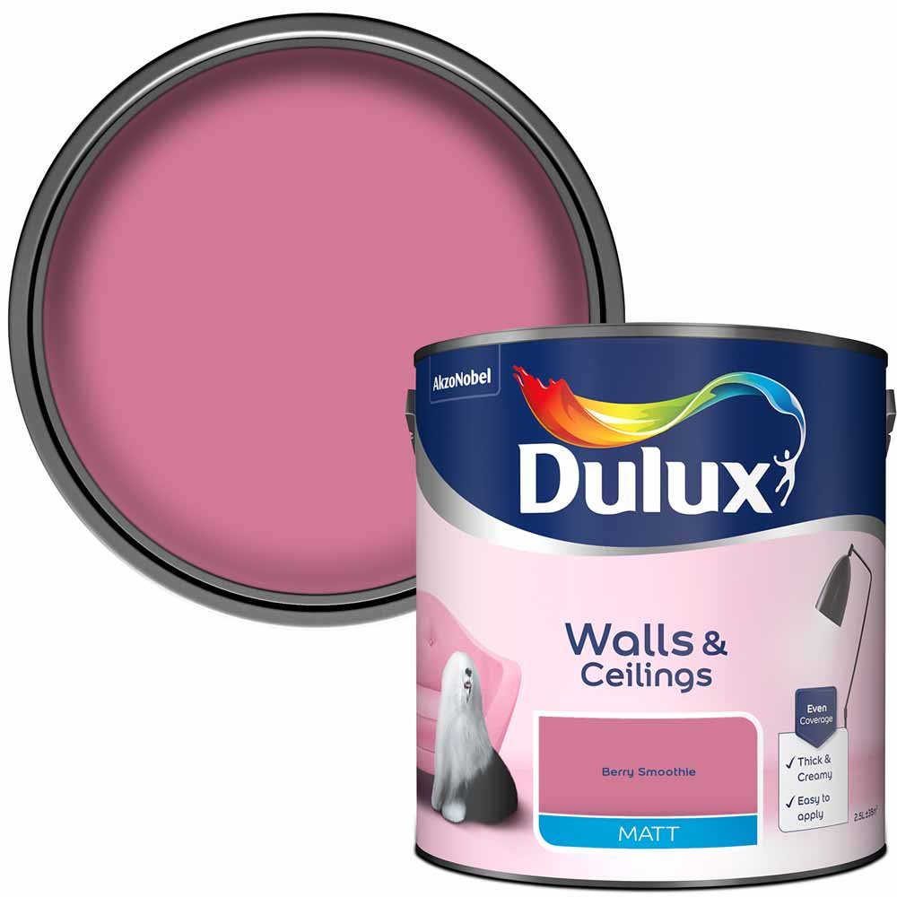 Dulux Walls & Ceilings Berry Smoothie Matt Emulsion Paint 2.5L Image 1