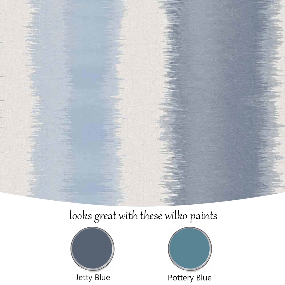 Wilko Watercolour Stripe Blue Wallpaper Image 4