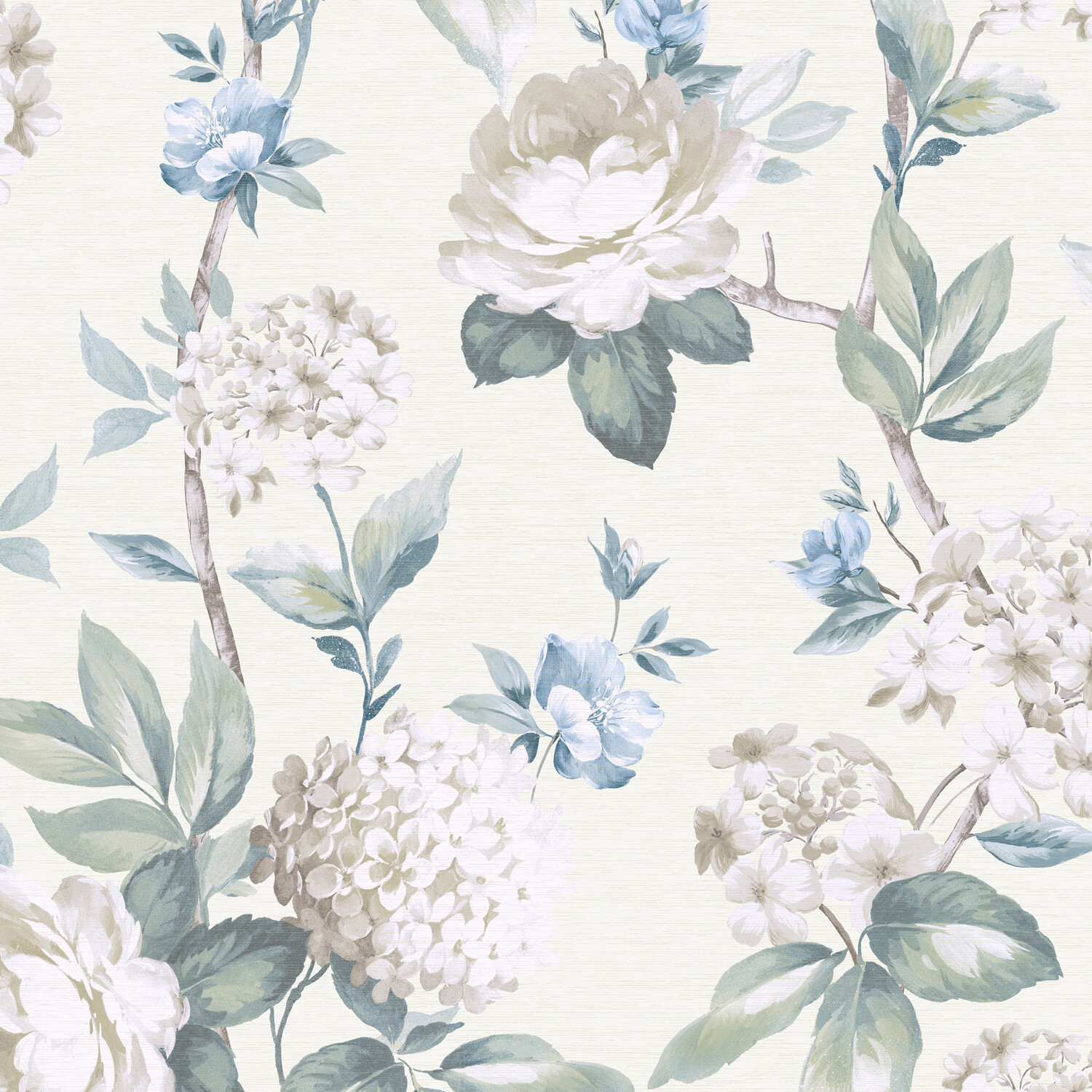 Keeka Floral Wallpaper - Blue and Cream Image 1