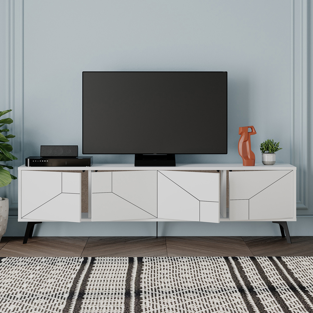 Decortie Dune 4 Door White TV Unit Image 4