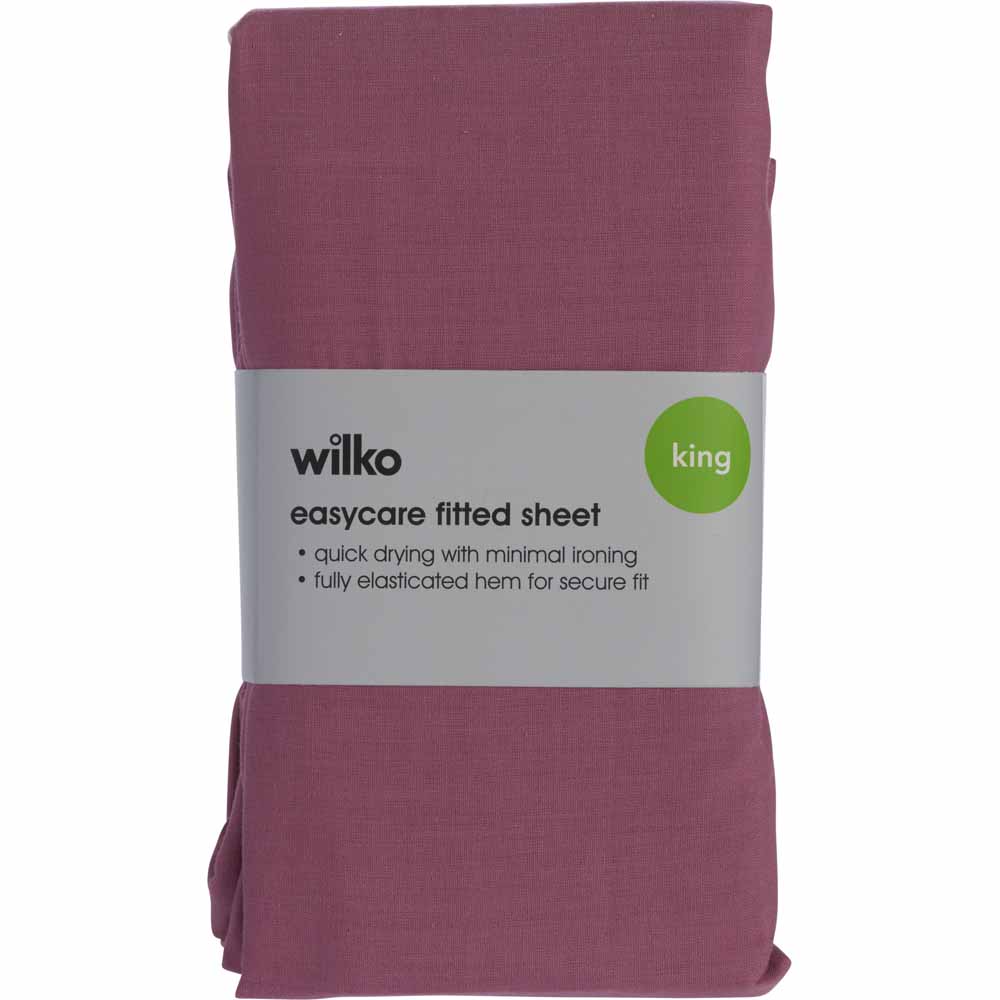 Wilko King Mauve Fitted Bed Sheet Image 2