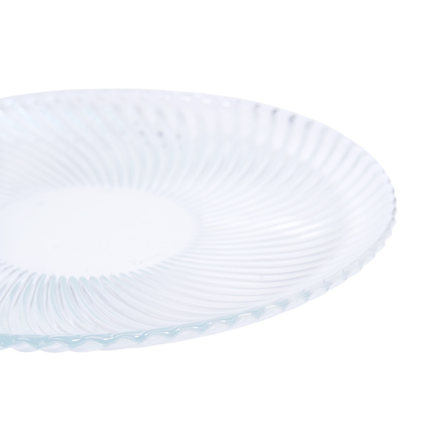 Large Ribbed Glass Plate Clear Image 4