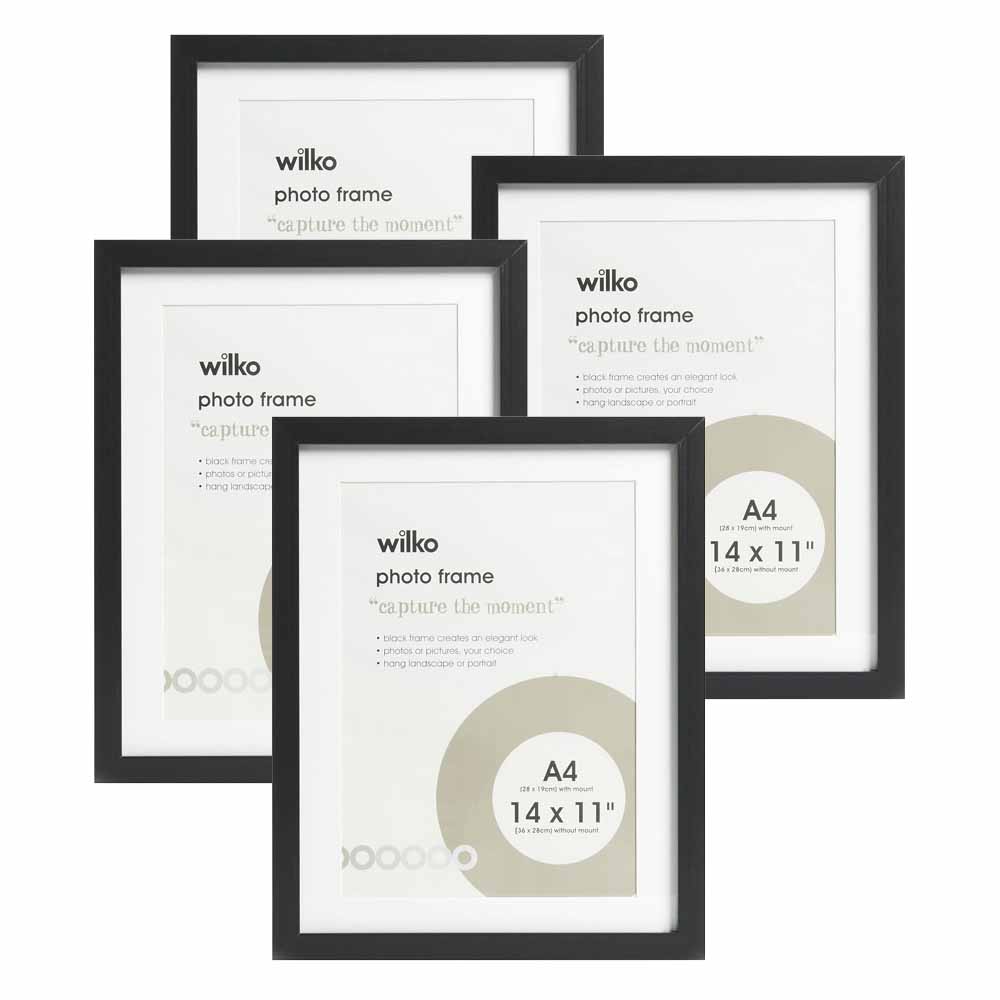 Wilko Black Photo Frame 14 x 11 Inch 4 Pack Image 1