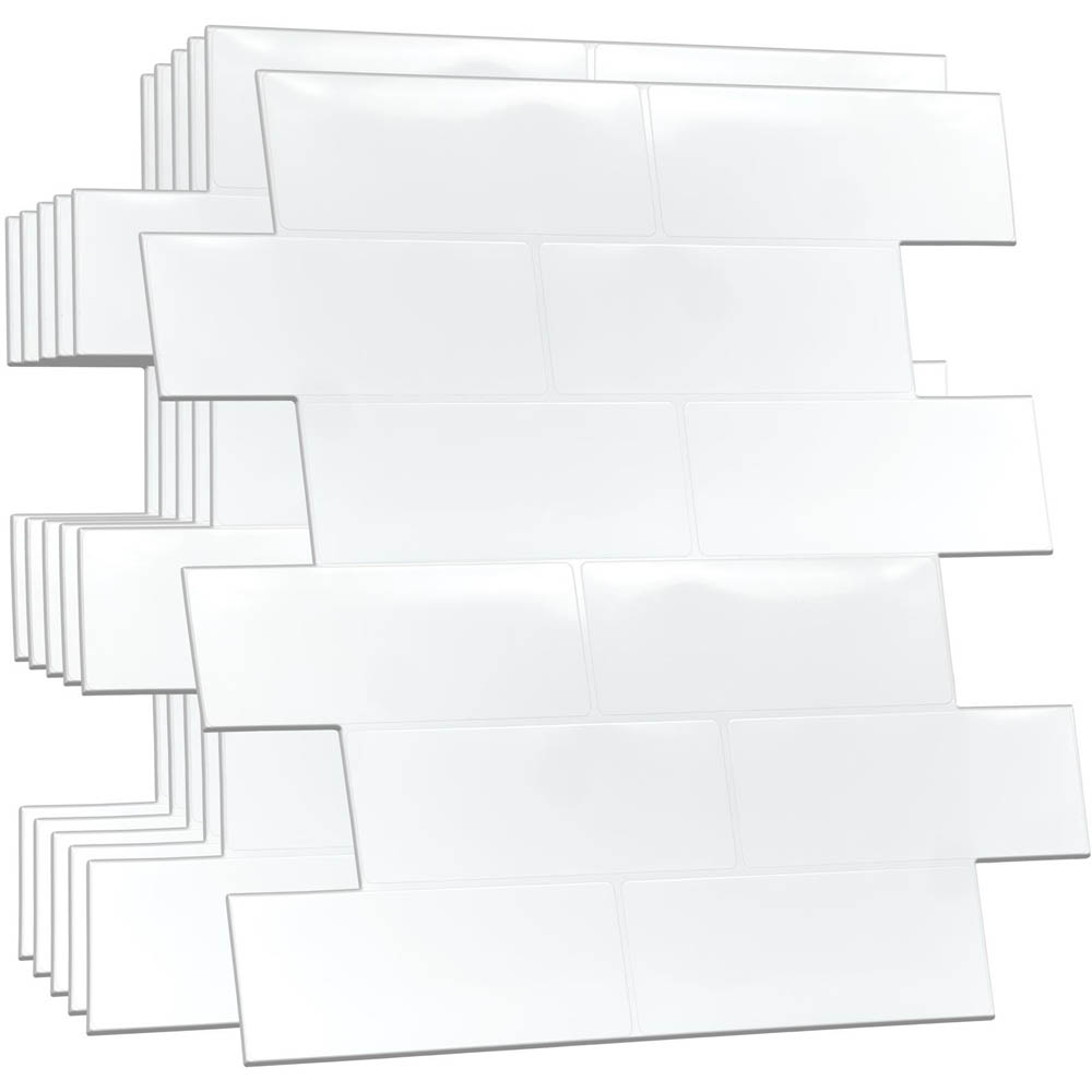 Walplus Pure White Metro Subway 3D Tile Sticker 20 Pack Image 2