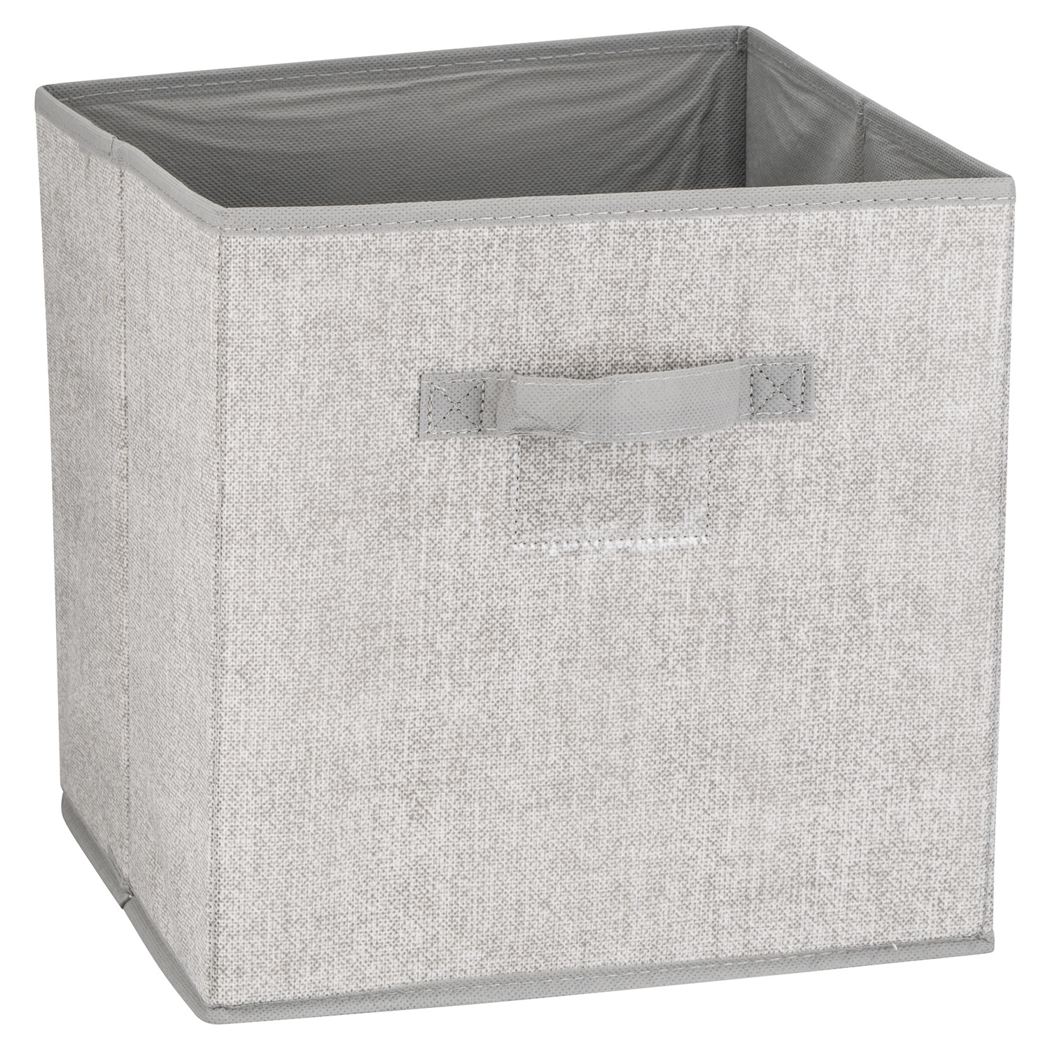 Grey Fabric Cube Storage Box with Handle Image 1