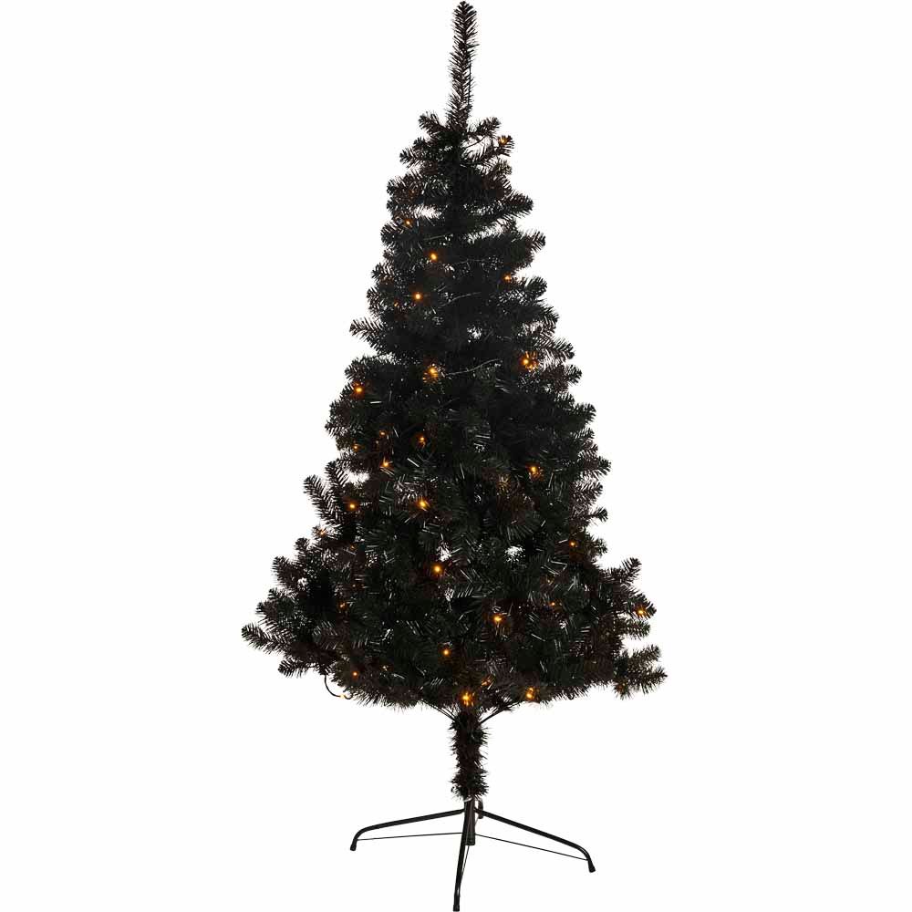 Wilko 6ft Black Pre-Lit Christmas Tree Image 1