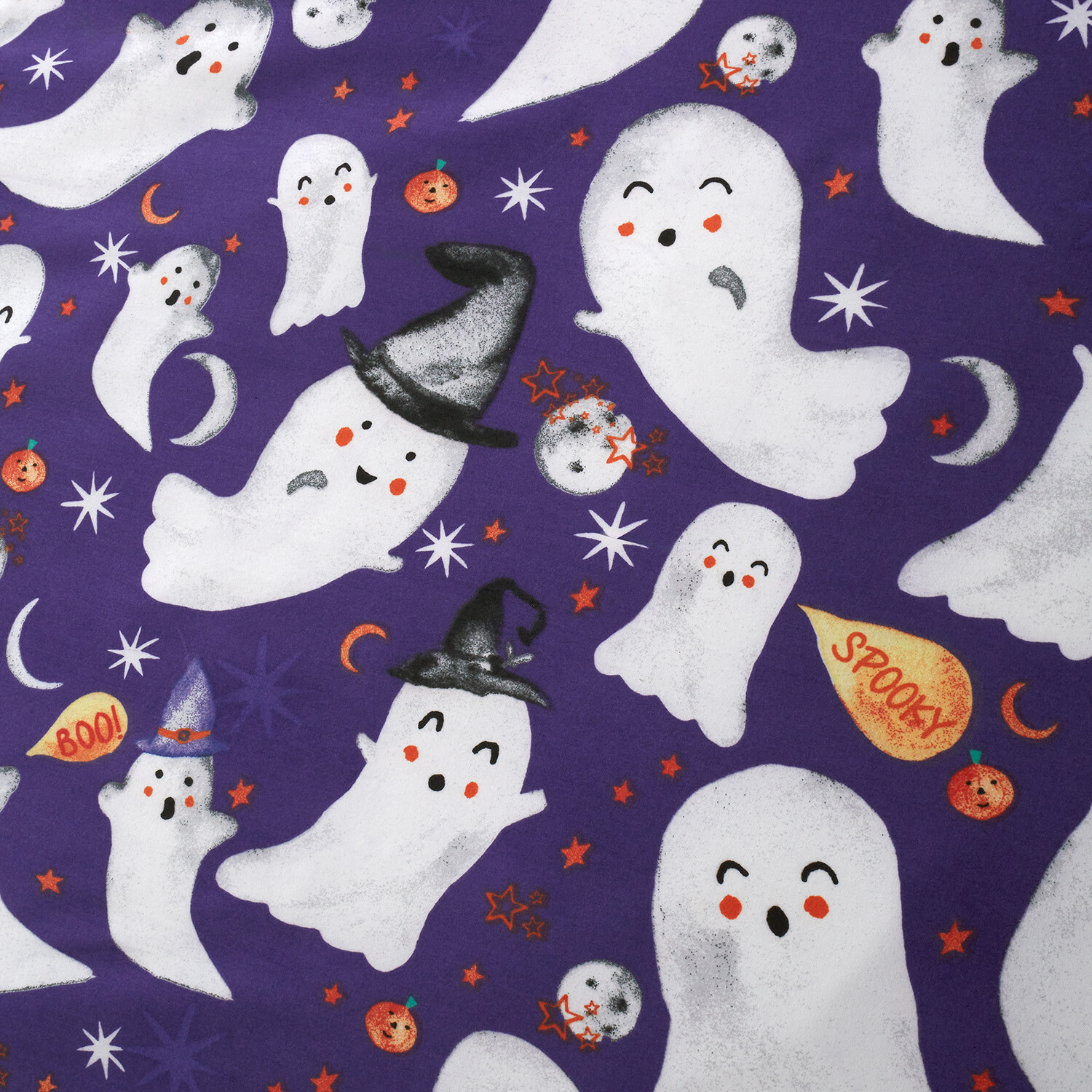Spooky Ghosts Duvet Cover and Pillowcase Set - Purple Image 3