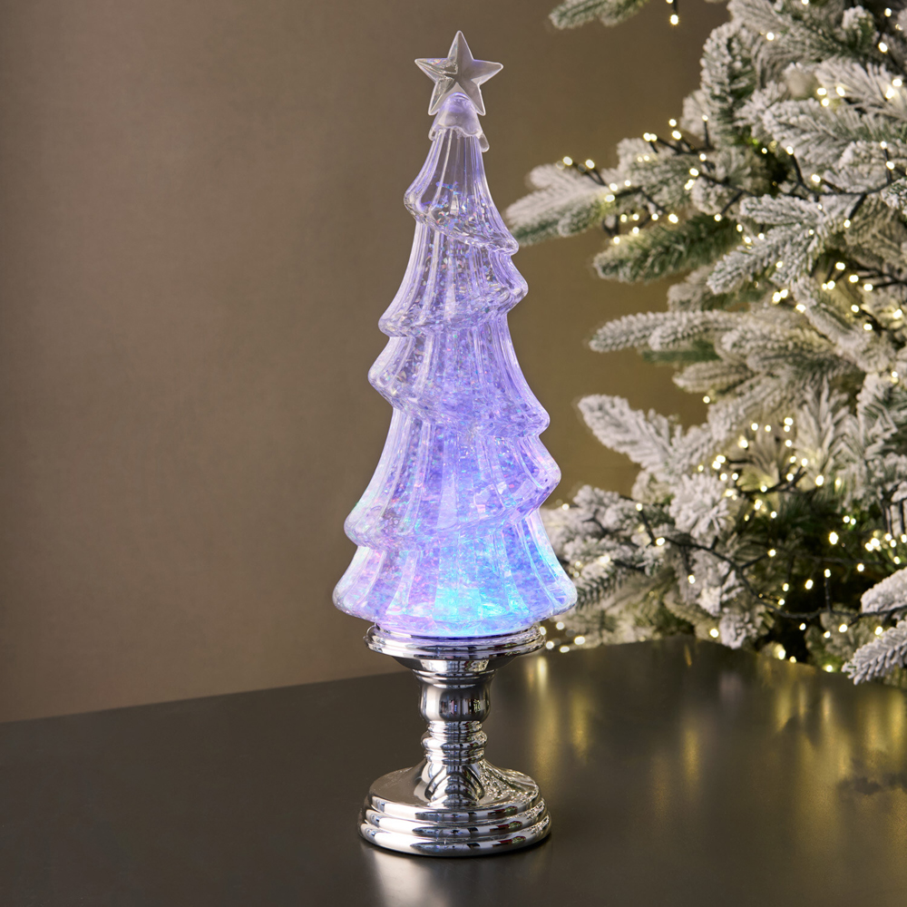 Iridescent Tree LED Glitter Spinner Image 2