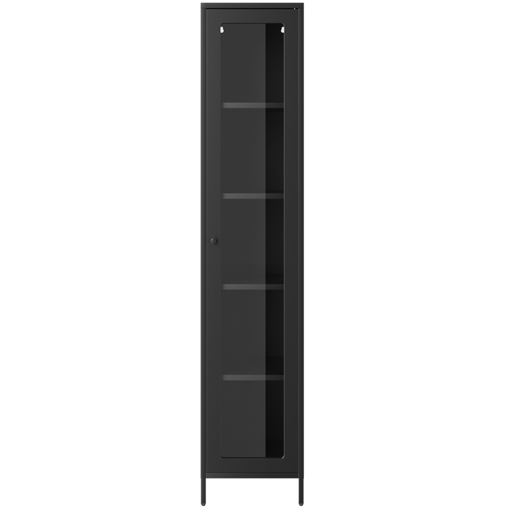LPD Home Frank Single Door Black Glass Display Cabinet Image 2