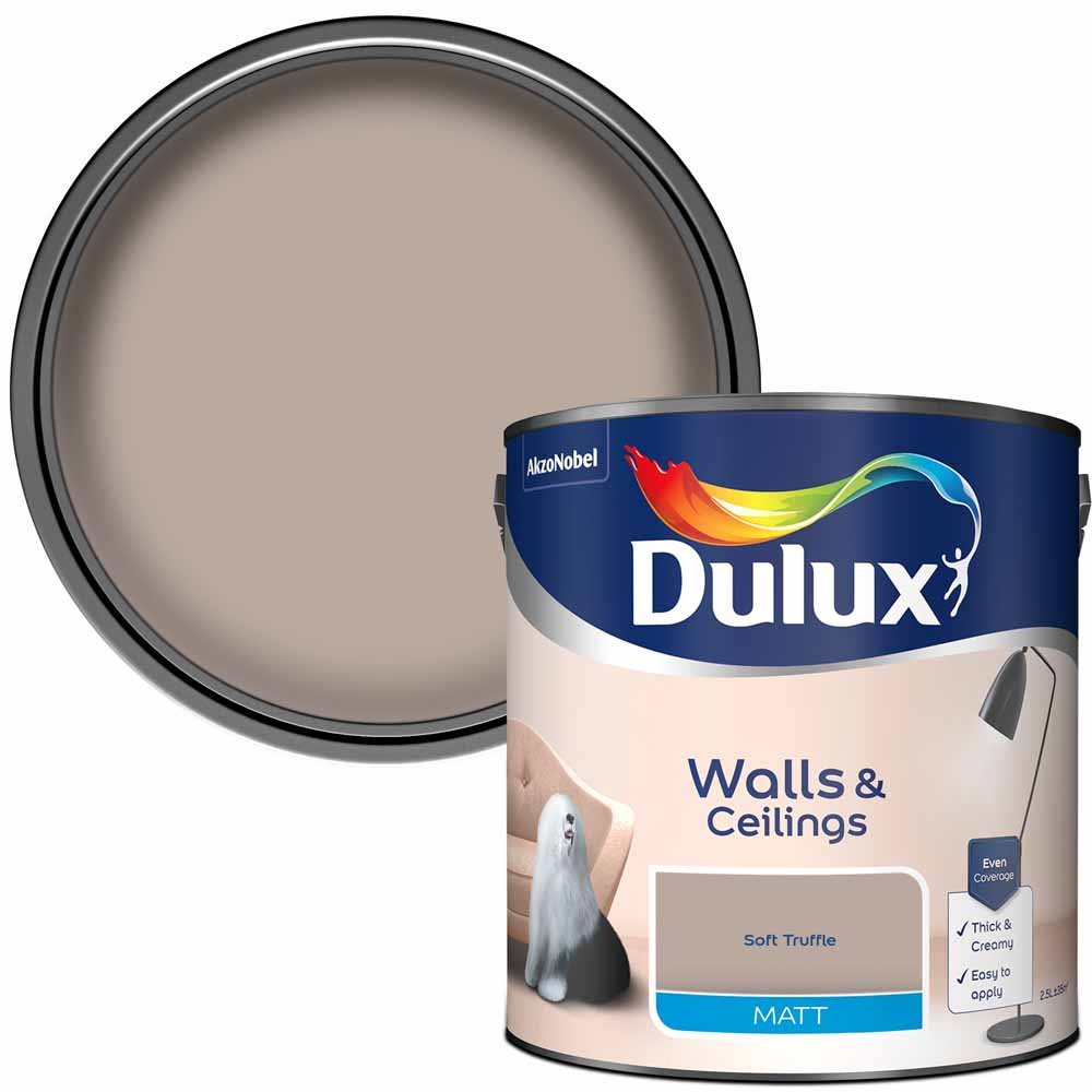 Dulux Walls & Ceilings Soft Truffle Matt Emulsion Paint 2.5L Image 1