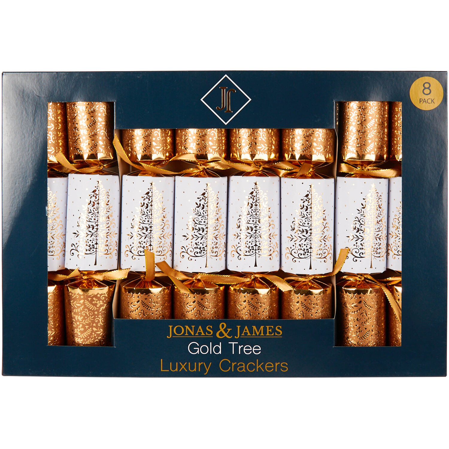 Pack of 8 Premium Tree Crackers Gold  - Gold Image 1