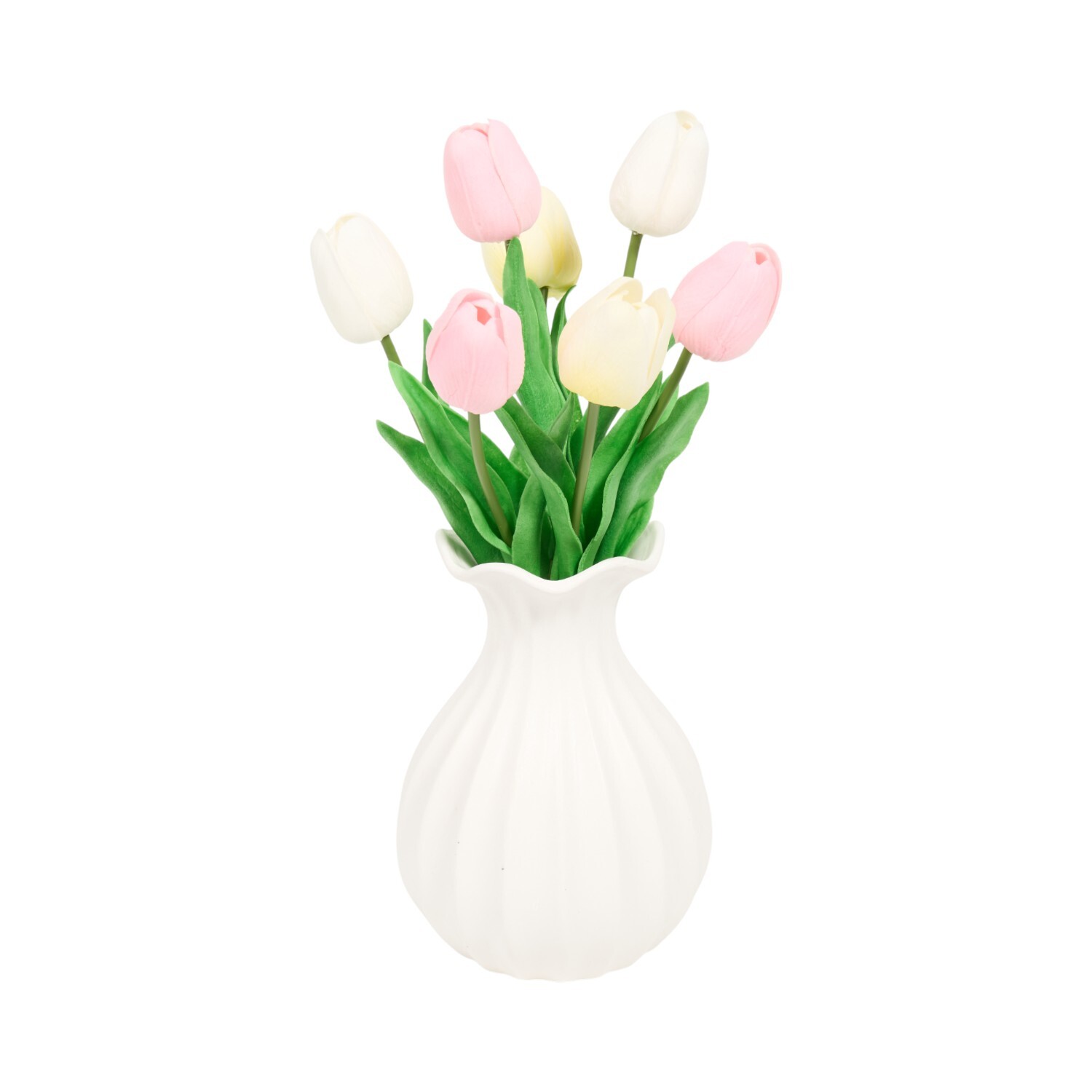 Faux Tulip Vase Arrangement White Image 4