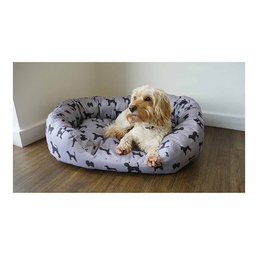 Rosewood Dogs Print Grey Oval Pet Bed 68cm Image 4