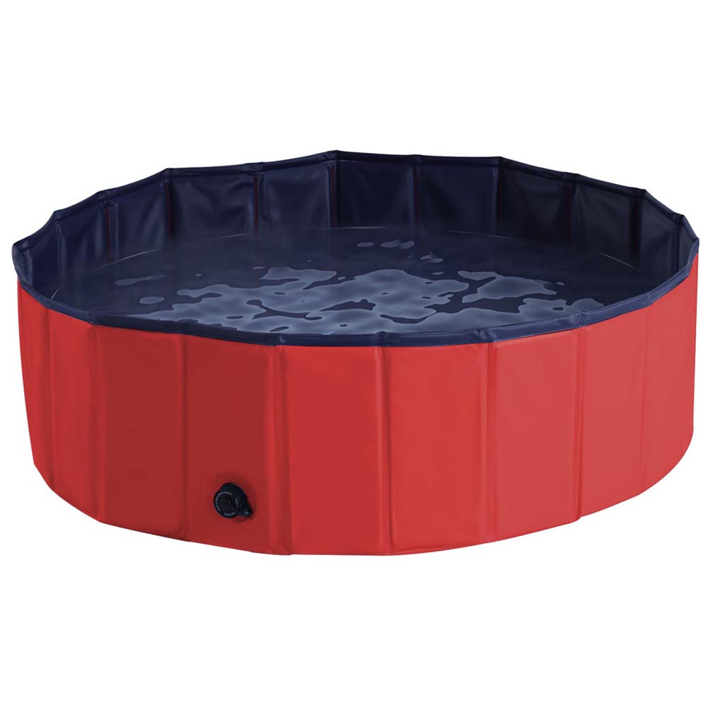 PawHut Foldable Dog Paddling Pool Red Image 1