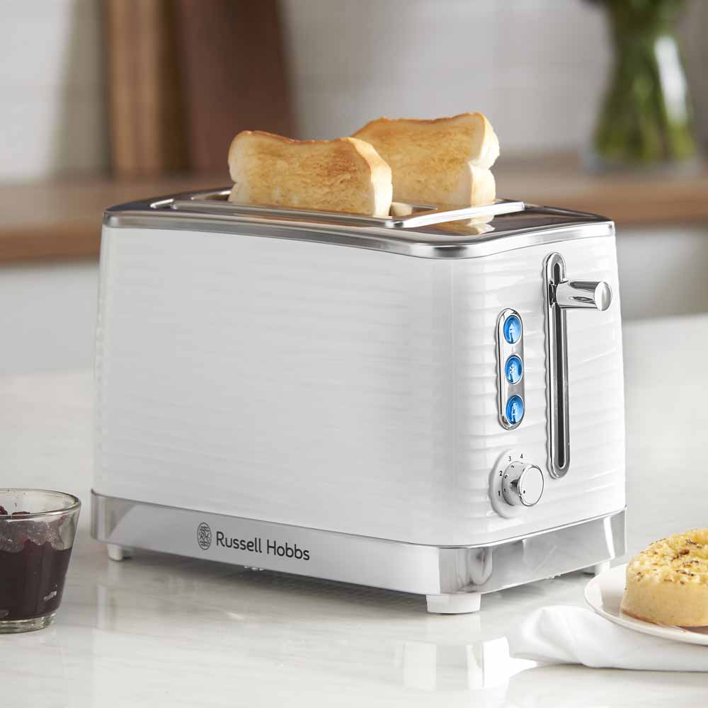 Russel Hobbs White Inspire 2 Slice Toaster Wilko
