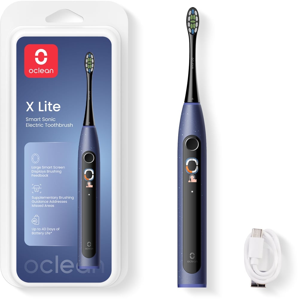 Oclean X Lite Blue Smart Sonic Electric Toothbrush Bundle Pack with 6 Brush Heads Image 2