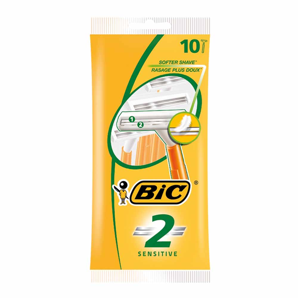 Bic 2 Sensitive Men's Disposables Razor 10 pack Image 1