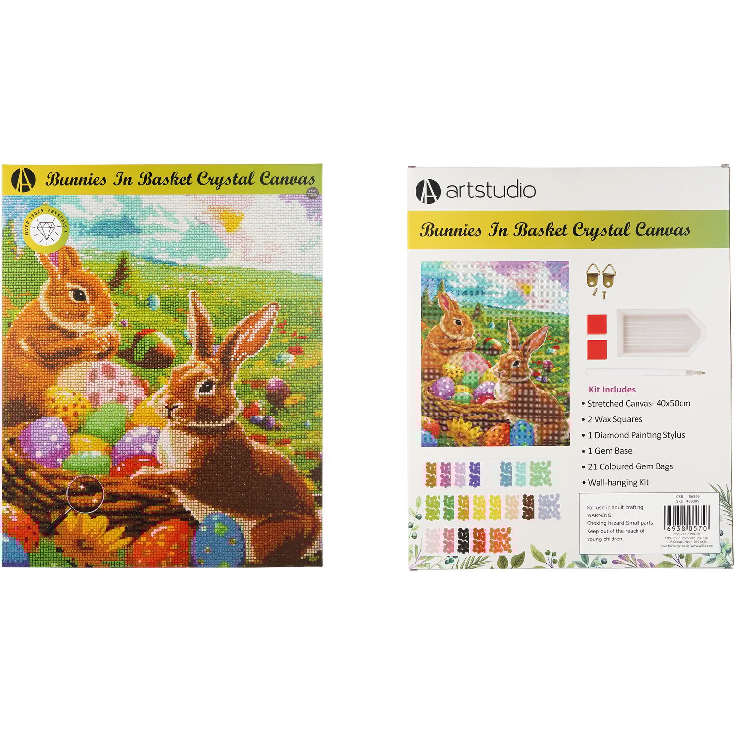 Bunnies in Basket Crystal Canvas - Multicolour Image 3