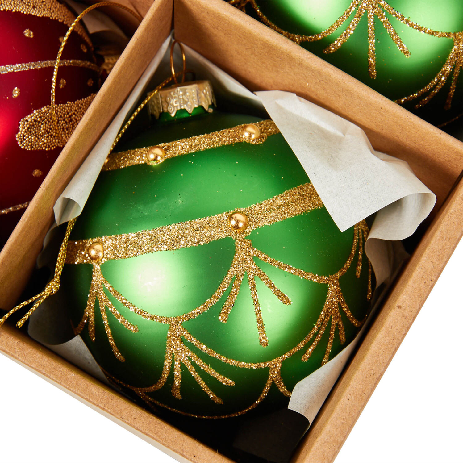 Set of 6 Traditional Embellished Baubles Image 4