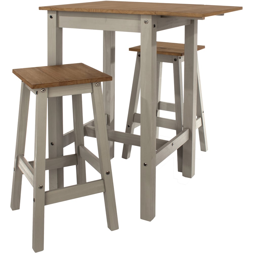 Core Products Corona 2 Seater Drop Leaf Breakfast Table Set Linea Grey Image 6