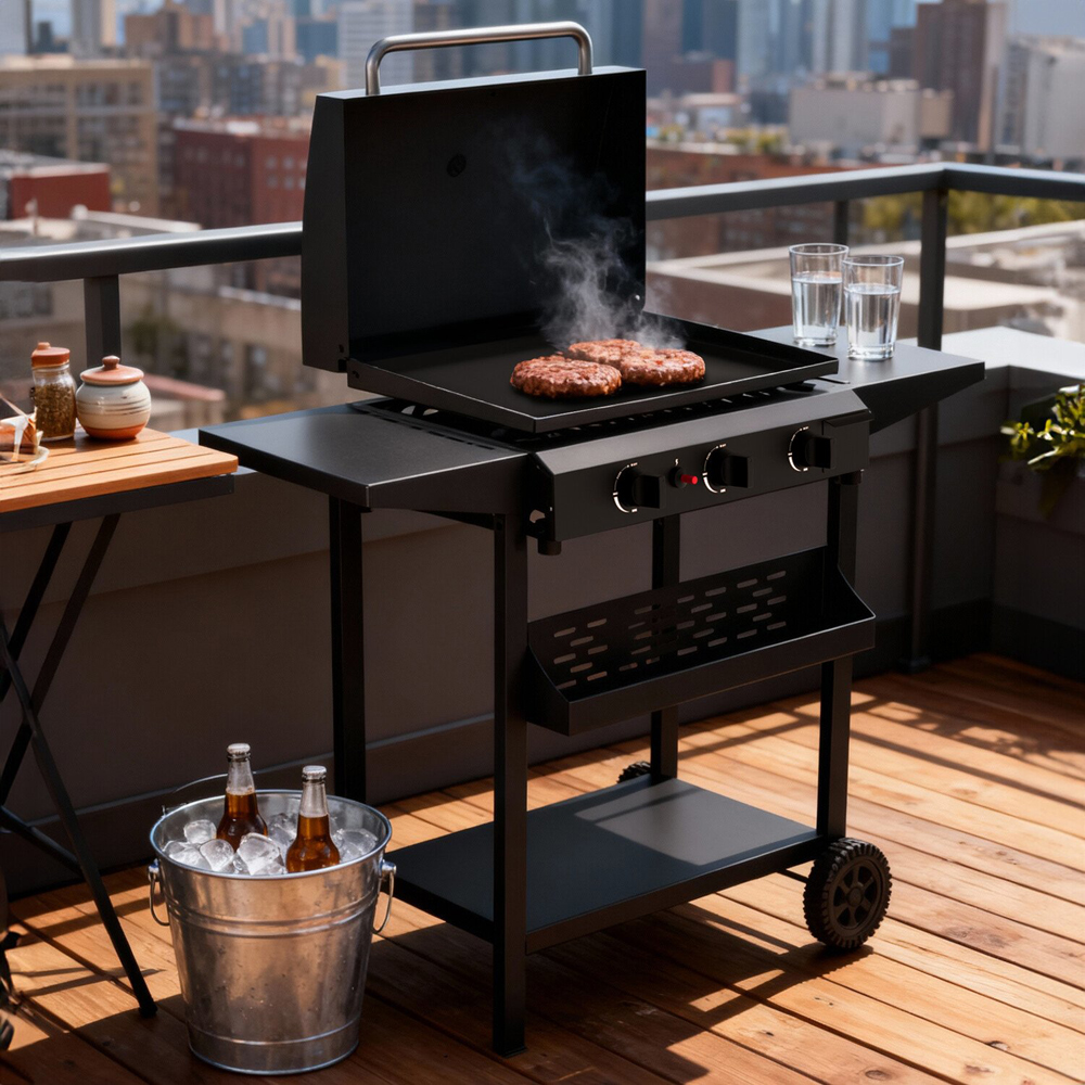 Black Columbus 3 Burner Plancha Image 9