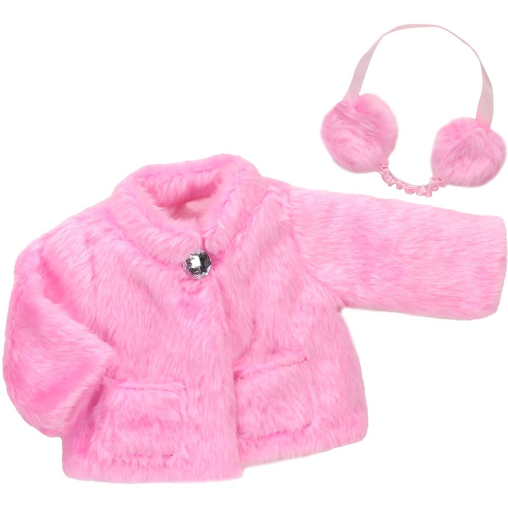 Teamson Kids Pink Fur Coat and Earmuff Headband Image 1