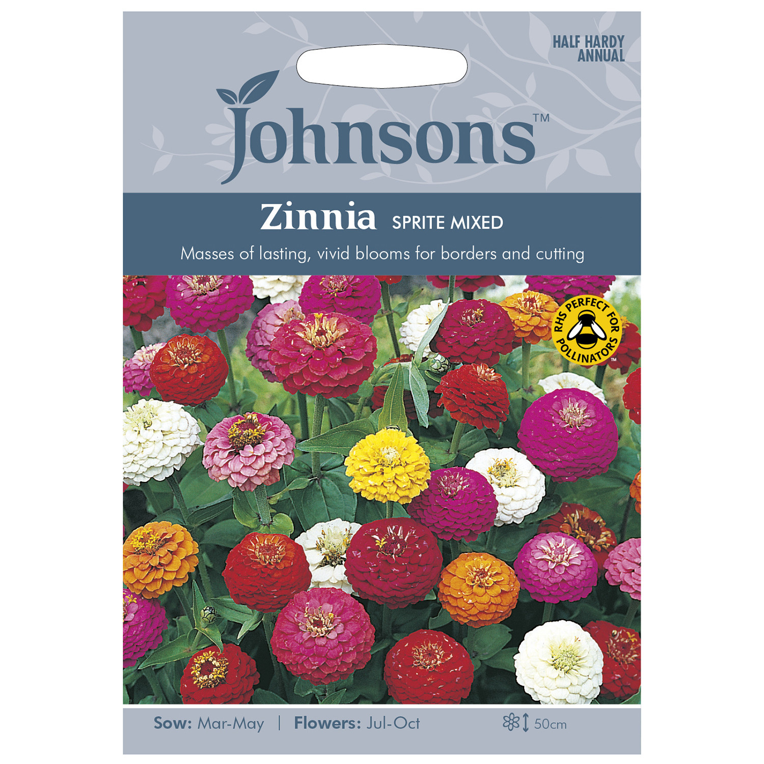 Johnsons Pack of Sprite Mixed Zinnia Flower Seeds Image